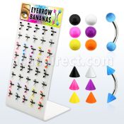 dbjmx11 display 40 bananas ceja acero quirurgico bolas conos 3mm colores solidos lisos 8mm al por mayor