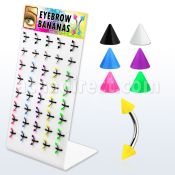 dbjmx12 display 40 bananas ceja acero quirurgico conos 3mm colores solidos lisos 8mm al por mayor