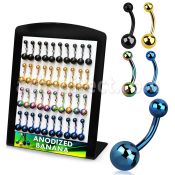 dbntg display 40 piercings ombligo acero quirurgico anodizado bolas 5 8mm 8mm 12mm distribuidor mayorista