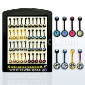 dbntj display 40 bananas ombligo acero quirurgico pvd bolas joya bisel 5 8mm 10mm mayorista