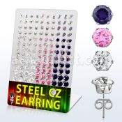 derzg3 display 60 pares piercings oreja acero inoxidable zirconia redondas 3mm 8mm mayorista