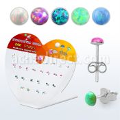 devo2 display acrilico corazon 13 pares piercings oreja plata 925 opalo redondo 2mm venta