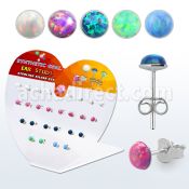 devo4 display acrilico corazon 13 pares piercings oreja plata 925 opalo redondo 4mm distribuidor