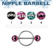 dfrnpe6 pezonera redonda acero quirurgico barbell acero 316l bolas multi cristal 6mm triple linea distribuidor