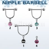 dfrsnp6 barbell pezon estribo acero quirurgico bolas 5mm bola 6mm multi cristal ferido triple linea al por mayor
