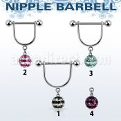 dfrsnp8 barbell pezon estribo acero quirurgico bolas 5mm bola 8mm multi cristal ferido triple linea mayorista