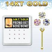 dgnb2 caja 12 piercing nariz hueso oro 14 kts 0 6mm zirconia redondas 2mm al por mayor