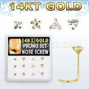 dgsc13 caja 12 piercing nariz l oro 14 kts 0 6mm zirconia claras 3mm formas cuadrada estrella tri corazon venta