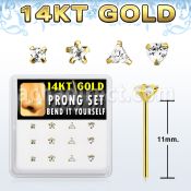 dgys12 distribuidor mayorista caja 12 piercing nariz doblar tu mismo oro 14 kts 0 6mm zirconia redonda 1 5mm & 2mm venta por mayor