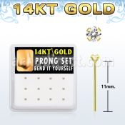 dgys19 distribuidor mayorista caja 12 piercing nariz doblar tu mismo oro 14 kts 0 6mm zirconia redonda 2mm distribuidor