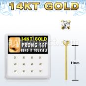 dgys25 caja 12 piercing nariz doblar tu mismo oro 14 kts 0 6mm zirconia redonda 2mm mayorista