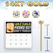 dgys27 caja 12 piercing nariz doblar tu mismo oro 14 kts 0 6mm zirconia redonda 2mm distribuidor mayorista