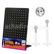 dlijyc display 120 labrets bio flexibles transparentes cabeza parte cristal 2 5mm presion 8mm distribuidor mayorista