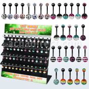 dmcd10 display 48 piercings ombligo acero 316l anodizado bola 5mm bola multi cristal ferido 8mm disenos variados 10mm venta