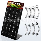 dmey1 display 40 bananas ceja acero quirurgico bolas conos 2 2.5 3mm 8mm distribuidor mayorista