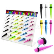 dmxp10 display 36 tapers colores acrilicos lisos anillo goma doble 3mm 10mm al por mayor