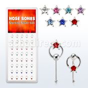 dnbrm3 caja display 40 piercing nariz hueso plata 0 6mm estrella cristal centro redondo aro mayorista