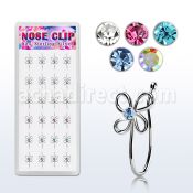 dncl2 caja display 24 piercings nariz clip plata 925 flor alambre 4 petalos cristal centro distribuidor