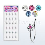dncl3 caja display 24 piercings nariz clip plata 925 flor alambre cristal centro al por mayor