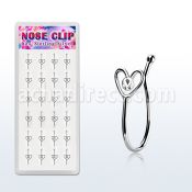 dncl4c caja display 24 piercings nariz clip plata 925 corazon alambre cristal centro mayorista