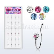 dncl5 caja display 24 piercings nariz clip plata 925 sol cristal centro distribuidor