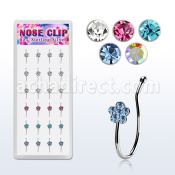 dncl9 caja display 24 piercings nariz clip plata 925 flor cristal mayorista