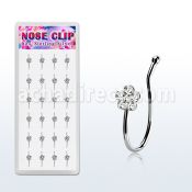 dncl9c caja display 24 piercings nariz clip plata 925 flor cristal distribuidor