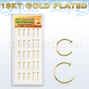 dnsm119 caja display 25 piercings nariz clip falsos plata esterlina oro 18 kts 8mm 10mm distribuidor mayorista