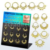 dnsm138 display 12 aros septum plata 925 oro 18 kts 1mm disenos variados distribuidor mayorista