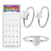 dnsm299 silver seamless nose rings star heart butterfly 24