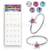 dnsm300b silver seamless nose rings color crystals star 24