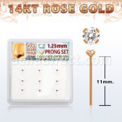 drys26 caja 9 piercing nariz doblar tu mismo oro rosa 14 kts 0 6mm zirconia redondas claras 1 25mm al por mayor