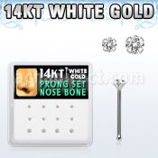 dwnb11 caja 12 piercing nariz hueso oro blanco 14 kts 0 6mm zirconia redonda 1 5mm & 2mm al por mayor