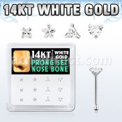 dwnb13 caja 12 piercing nariz hueso oro blanco 14 kts 0 6mm zirconia formas cuadrado estrella tri corazon mayorista