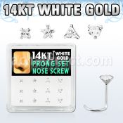dwsc13 caja 12 piercing nariz l oro blanco 14 kts 0 6mm zirconia claras 3mm formas cuadrada estrella tri corazon distribuidor