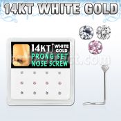 dwsc4 caja 12 piercing nariz l oro blanco 14 kts 0 6mm zirconia redondas 2mm al por mayor