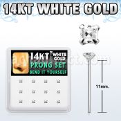 dwys19 caja 12 piercing nariz doblar tu mismo oro blanco 14 kts 0 6mm zirconia cuadrada 2mm mayorista