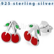 ech piercing oreja plata esterlina 925 esmalte cereza 1 par venta por mayor