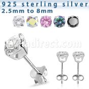 ecrza par piercings oreja lujo plata esterlina 925 zirconia grado aaa redonda distribuidor mayorista