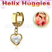 ehgz419 pendiente huggie helix acero inoxidable pvd dorado colgante corazon zirconia redonda medio oro distribuidor
