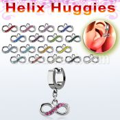 ehh617 pendiente huggie helix acero inoxidable infinito colgado cristal se vende por pieza al por mayor