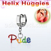 ehh648 pendiente huggie helix acero inoxidable lema orgullo gay se vende por pieza venta
