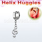 ehh709 pendiente huggie helix acero inoxidable nota musical se vende por pieza venta
