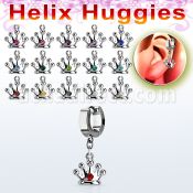 ehhcr2 pendiente huggie helix acero inoxidable corona cristal solo se vende por pieza venta