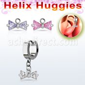 ehhz408 pendiente huggie helix acero inoxidable arco zirconia colgado se vende por pieza venta