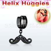 ehk518 pendiente huggie helix pvd negro colgante bigote distribuidor mayorista
