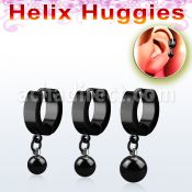 ehkbt pendiente huggie helix acero inoxidable pvd negro bola acero quirurgico anodizada negra 8mm se vende por pieza mayorista