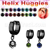 ehkmjt pendiente huggie helix acero inoxidable pvd negro bola multi joyas acero 316l anodizado negro se vende por pieza mayorista