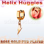 ehrlit pendiente huggie helix acero inoxidable pvd oro rosa colgante acero liso rayo distribuidor mayorista