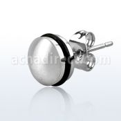 er103 par piercing oreja boton acero inoxidable mate pulido anillos goma 10mm mayorista
